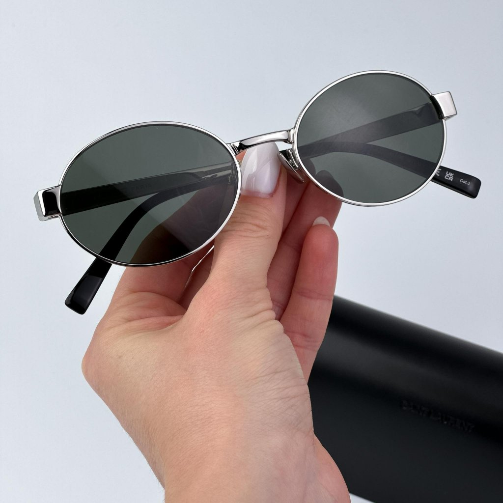 Saint Laurent Sl692 002 Women Brand New Sunglasses Silver Grey Oval